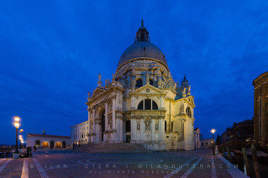 A quiet cloudy March evening at Santa Maria della Salute - one of the most famous churches in Venice.