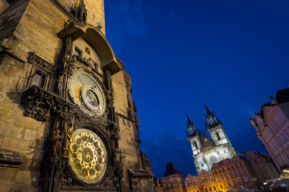 Astronomical Clock during Twilight, Prague, Czech Republic