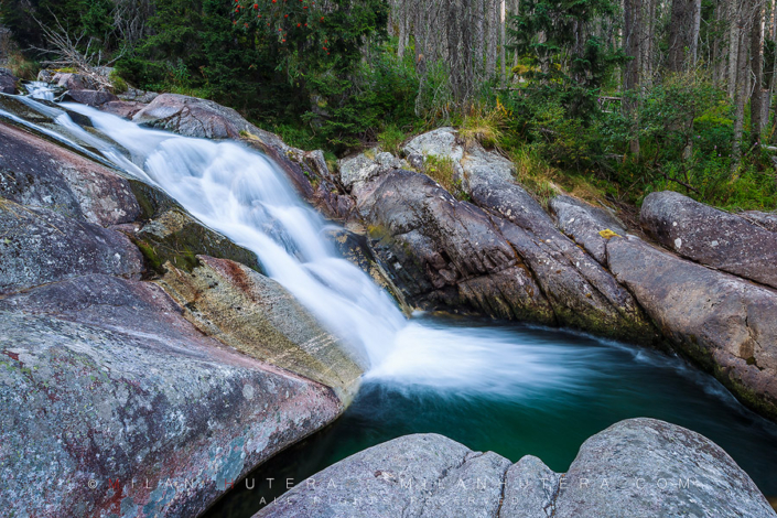 Turquoise Splash The waters of Cold Stream (Studenovodsky potok) runs through many rocky drops and into many small pools. Glacial water leaves beautiful turquoise color along the way.