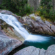 The waters of Cold Stream (Studenovodsky potok) runs through many rocky drops and into many small pools. Glacial water leaves beautiful turquoise color along the way.