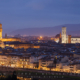 A cold spring evening view of Florence from Piazzale Michelangelo