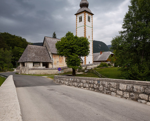 A small church on the shores of Bohinj Lake, Slovenia.