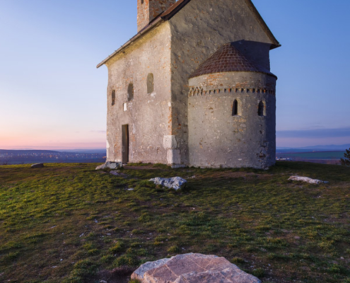 A quiet winter evening at the Church of Saint Michael the Archangel in a village near Nitra. This church is one of the oldest religious structures in Slovakia. It was built in 11th century. It is also one of the most famous national monuments of Slovakia.