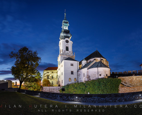 A late October evening at Nitra Castle, Slovakia. The Cathedral of Saint Emmeram dominates the castle courtyard. Nitra castle was once the home to Dukes Mojmir and Pribina during the Great Moravian Empire.