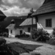 A Black&White rendition of the houses of Vlkolinec - a hilltop village located in Northern Slovakia. It has been a part of UNESCO World Heritage Site since 1993 for accurately displaying the way of life in the villages of Central Europe.