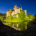 Evening view of the Bojnice Castle reflecting in the moat water